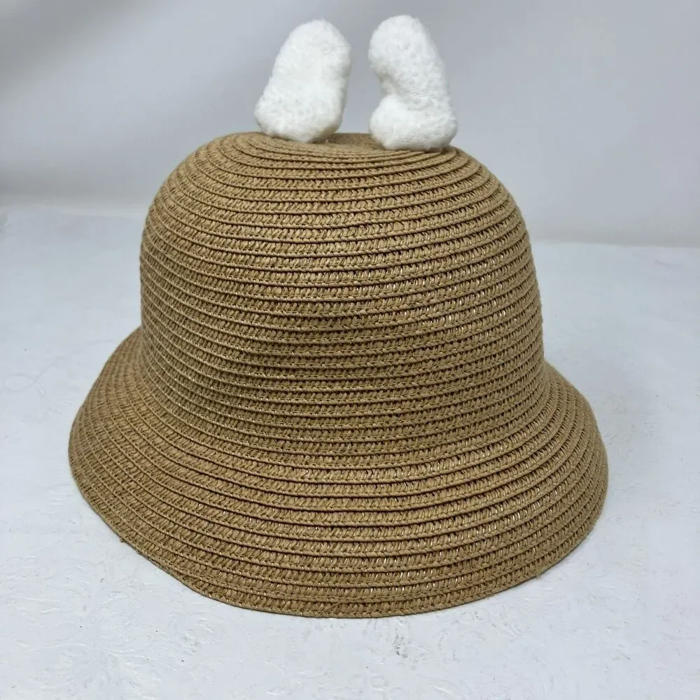 A. Kurtz Embellished Bunny Sun Hat YOUTH BOYS GIRLS Ears Face Faux Straw